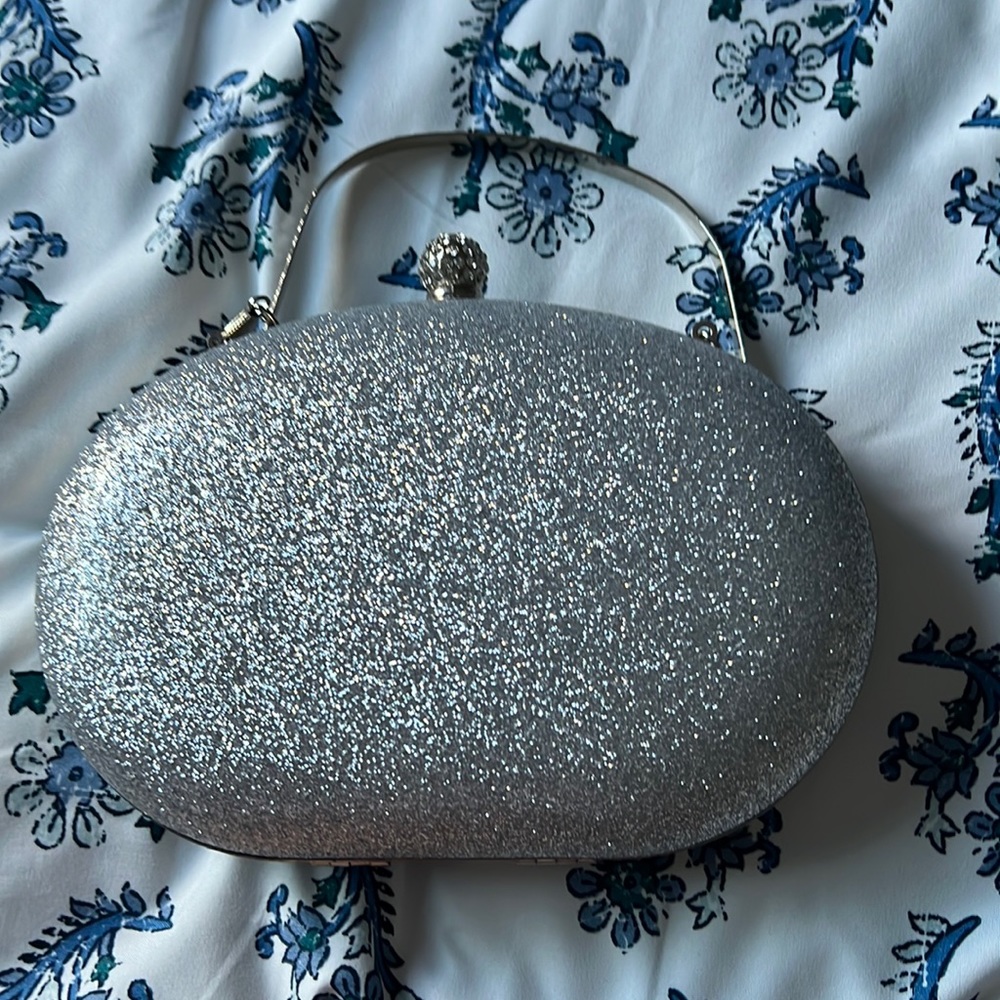 Silver evening clutch